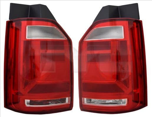 Achterlicht Links (P21/5W/W21W/W5W, kleur van het glas red, versie met achterflap) past: VW TRANSPORTER T6 04.15-02.19