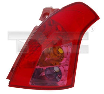 Achterlicht Rechts (P21/5W/P21W, kleur indicator oranje, kleur van het glas red) past: SUZUKI SWIFT III MZ 05.07-09.10