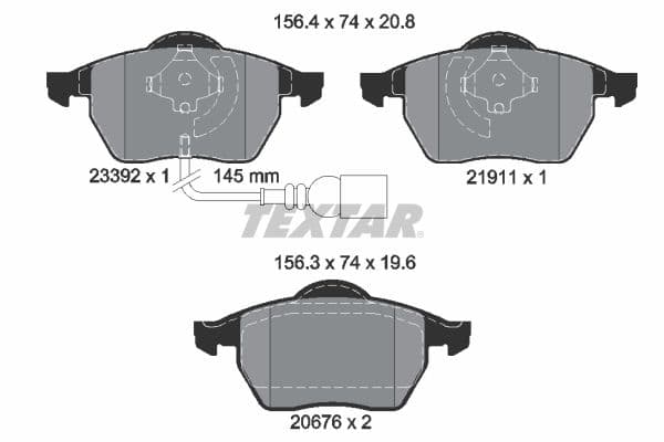 Remblokken set Voor , past: AUDI A3, A4 B5, TT  SEAT IBIZA III, LEON, TOLEDO II  SKODA OCTAVIA I  VW BORA, BORA I, GOLF III, GOLF IV, NEW BEETLE, PASSAT B3/B4, POLO IV, VENTO 1.6-3.2 06.91-06.14
