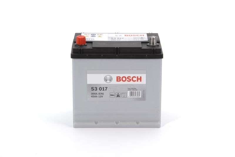 Batterij BOSCH 12V 45Ah/300A S3 (L+ standaard terminal) 219x135x222 B03 - montageflens 10,5 mm (beginnen)