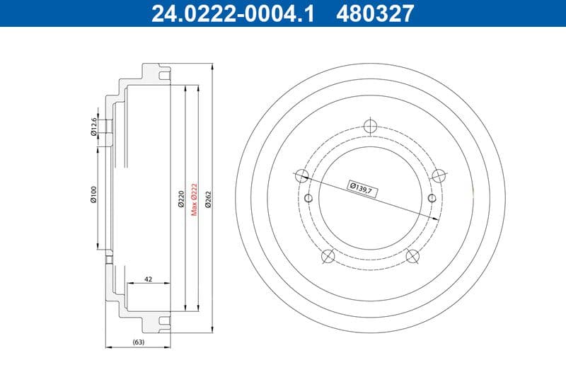 Brake drum Achter past: SUZUKI CARRY, GRAND VITARA I, JIMNY 1.3/1.5D/2.5 04.98-