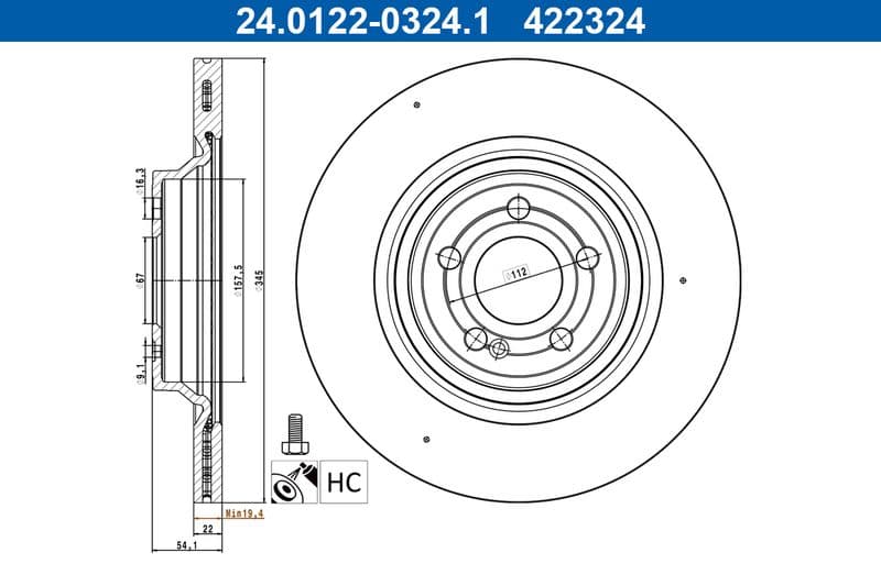 Brake disc Achter Links/Rechts past: MERCEDES GLE (C167), GLE (V167), GLS (X167) 2.0D-4.0H 10.18-