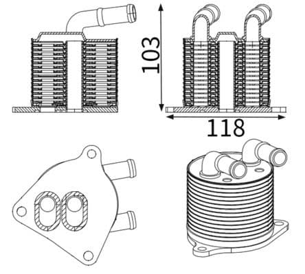 Olie radiator past: BMW 1 (F40), 2 (F45), 2 GRAN COUPE (F44), 2 GRAN TOURER (F46), 2 GRAN TOURER VAN (F46), X1 (F48), X2 (F39)  MINI (F55), (F56), (F57), CLUBMAN (F54) 2.0/2.0D 09.13-