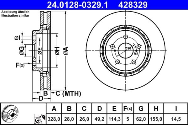 Brake disc Voor Links/Rechts past: LEXUS ES, NX, RX  TOYOTA ALPHARD / VELLFIRE, CAMRY, HIGHLANDER / KLUGER, PREVIA III, RAV 4 IV, RAV 4 V 2.0-3.5H 10.05-