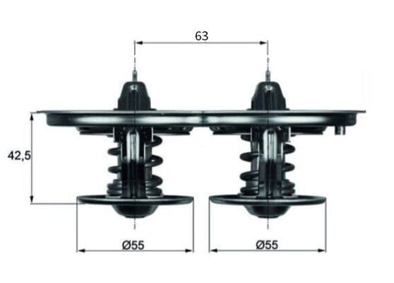 Thermostaat koelsysteem (80°C/80°C, met pakking) past: SCANIA 4, 4 BUS, G I, K I, N BUS, P I, R I, T DC09.110-DT16.08 05.95-