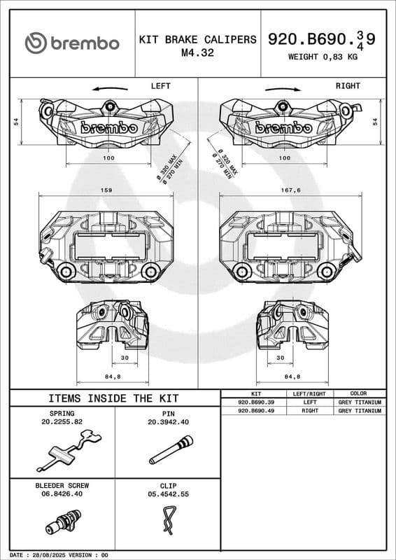 Remklauw Voor Links past: APRILIA ETV, TUONO  BMW F, R, R NINET  DUCATI HYPERMOTARD, HYPERSTRADA, MONSTER, PANIGALE  MV AGUSTA RIVALE, STRADALE, TURISMO  TRIUMPH STREET TRIPLE 765-1200 2005-2022