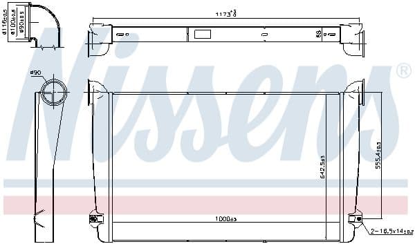 Toevoerluchtkoeler past: MERCEDES CITARO (O 530), CONECTO (O 345) M476.932-OM909.921 01.98-