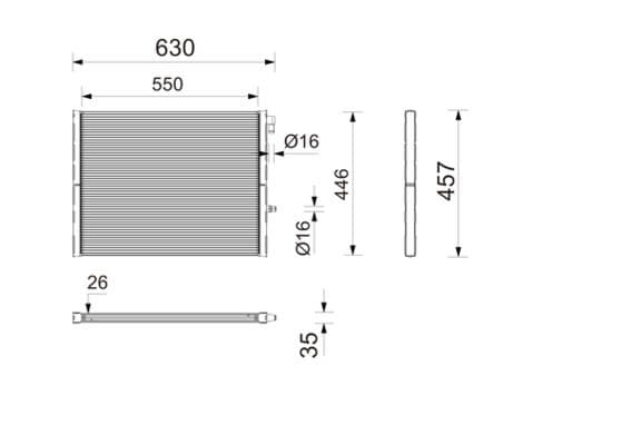 Motorradiator past: BMW X5 (E70), X5 (F15, F85), X5 (G05, F95), X6 (E71, E72), X6 (F16, F86), X6 (G06, F96) 3.0D/4.4/4.4H 10.07-