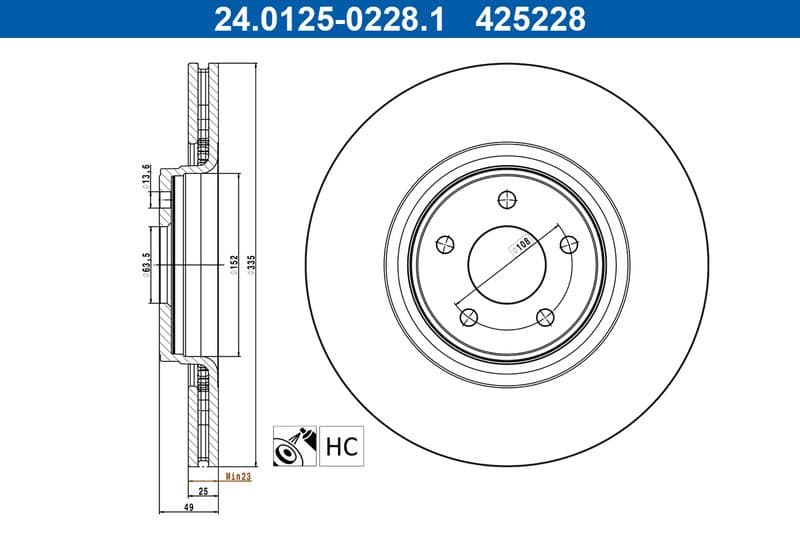 Brake disc Voor Links/Rechts past: FORD FOCUS III 2.0/2.0D 07.12-02.20