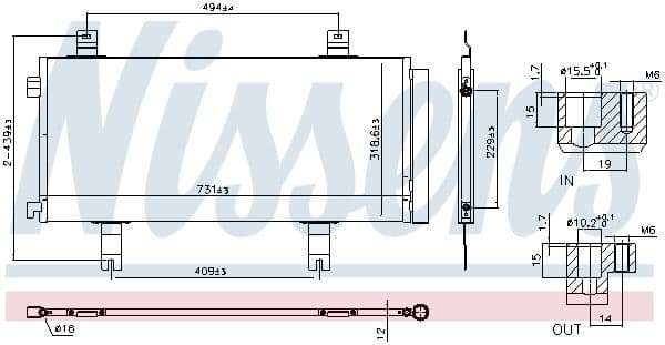 A/C condensator (met droger, (EN) additional fitting elements) past: HONDA ACCORD X 1.5 09.17-