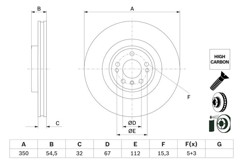Brake disc Voor Links/Rechts past: MERCEDES GL (X166), GLE (C292), GLE (W166), GLS (X166), M (W166) 3.0/3.0D/3.5 06.11-10.19