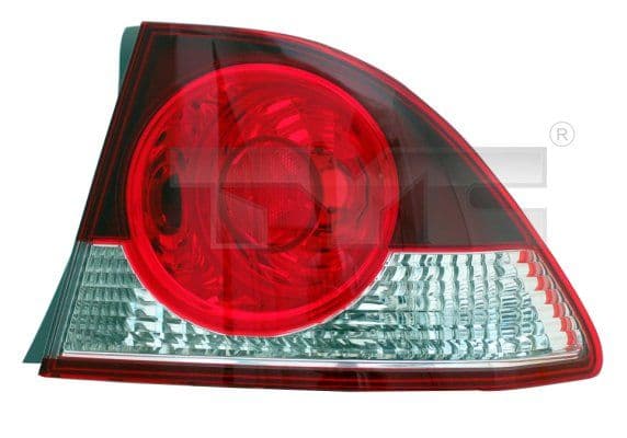 Achterlicht Links (extern, kleur indicator wit, kleur van het glas red) past: HONDA CIVIC VIII SDN 09.05-10.08