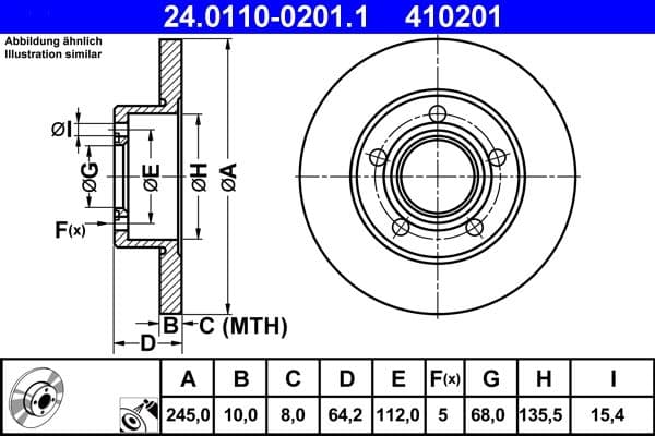 Brake disc Achter Links/Rechts past: AUDI 100 C4, A6 C4, A6 C5  SKODA SUPERB I  VW PASSAT B5, PASSAT B5.5, PASSAT B6 1.6-3.7 12.90-07.10
