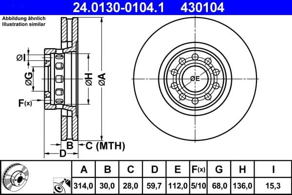 Brake disc Voor Links/Rechts past: AUDI 100 C4, A6 C4, A8 D2, V8 2.2-4.2 10.88-09.02