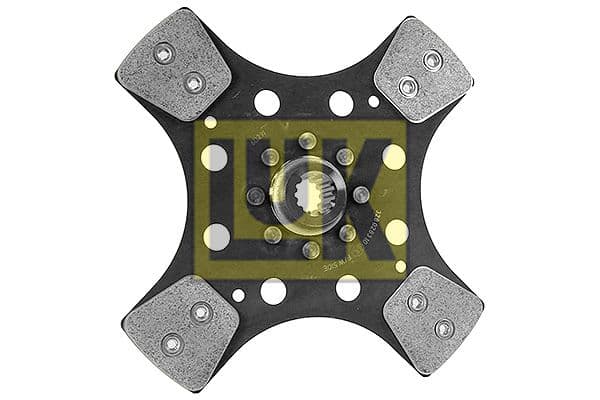 Koppelingsplaat/plaat keramiek (280mm  aantal peddels: 4) past: JOHN DEERE 3110 A, 3210, 3210 A, 3210 X, 3300 A, 3300 AX, 3310 A, 3400, 3400 A, 3400 AX, 3400 X, 3410, 3410 A, 3410 X  RENAULT 320