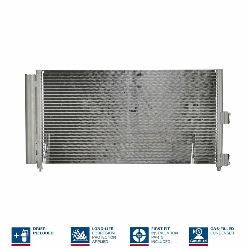 A/C condensator (met droger, (EN) additional fitting elements) past: FIAT DOBLO, IDEA, PUNTO  LANCIA MUSA, YPSILON 1.2-1.9D 09.99-