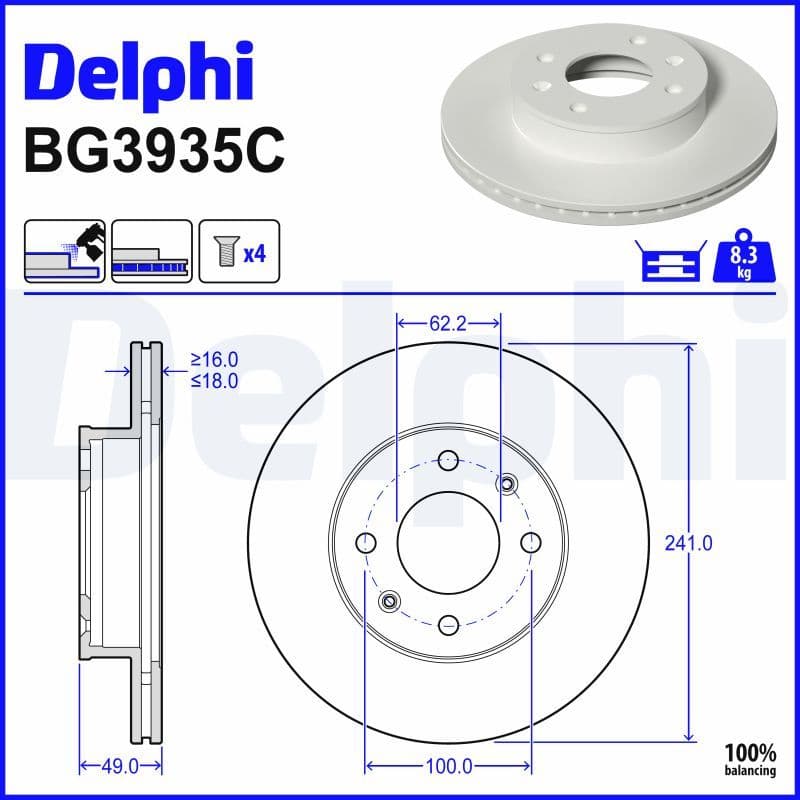 Remschijf set (2 stuks) Voor Links/Rechts past: HYUNDAI I10 I, I10 II  KIA PICANTO I, PICANTO II, PICANTO III 1.0-1.2LPG 04.04-