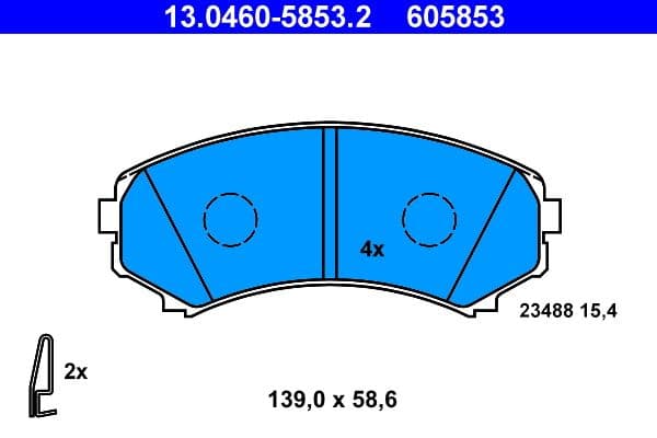 Remblokken set Voor , past: MITSUBISHI ECLIPSE III, ENDEAVOR, GRANDIS, PAJERO CLASSIC, PAJERO II, PAJERO III, PAJERO IV, PAJERO SPORT I, PAJERO SPORT II 2.0D-3.8 08.98-