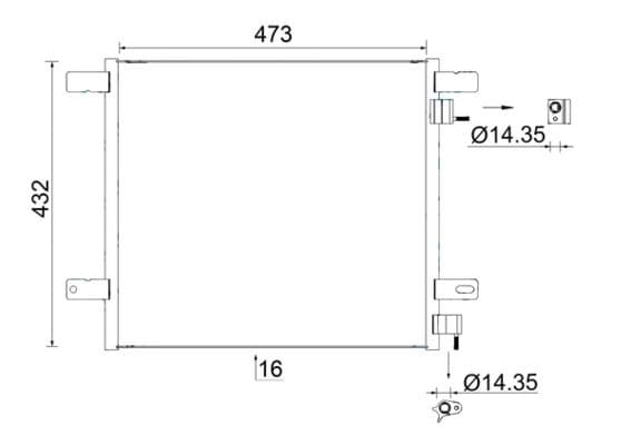 A/C condensator 473x432x16 past: DAF CF, CF 65, LF, LF 45, LF 55 01.01-