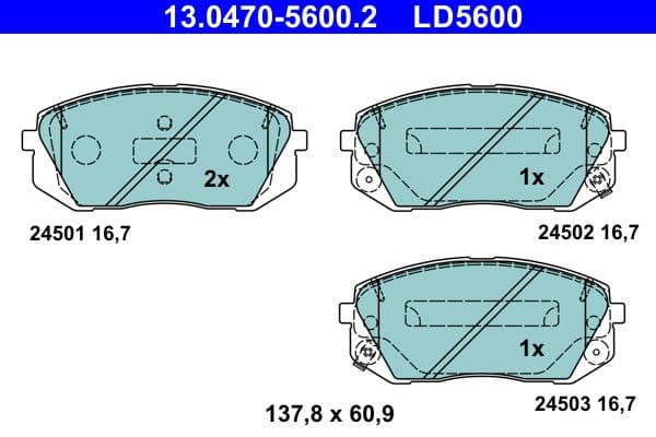 Keramische remblokken Voor , past: HYUNDAI I40 I, I40 I CW, IX35, SONATA VII, TUCSON  KIA CADENZA I, CADENZA II, CARENS III, OPTIMA, SOUL II, SPORTAGE II, SPORTAGE III, SPORTAGE IV 1.6-3.5 09.04-