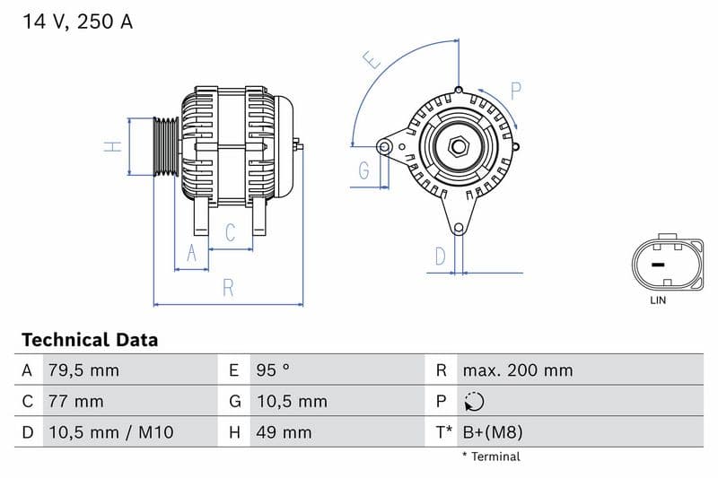 Dynamo (14V, 250A, gereviseerd) past: BMW 2 (G42, G87), 3 (G20, G80, G28), 3 (G21), 3 (G21, G81), 4 (G22, G82), 4 (G23, G83), 5 (G30, F90), 5 (G31), 6 GRAN TURISMO (G32), 7 (G11, G12) 1.6-3.0DH 07.15-