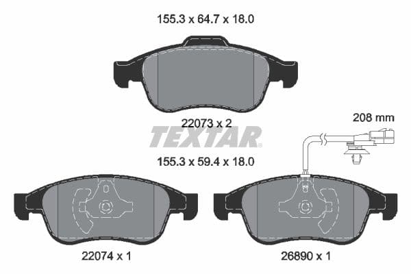 Remblokken set Voor , past: MERCEDES CITAN TOURER (W420), CITAN/MINIVAN (W420), T (MPV)  RENAULT KANGOO III 1.3/1.5D/Electric 06.21-