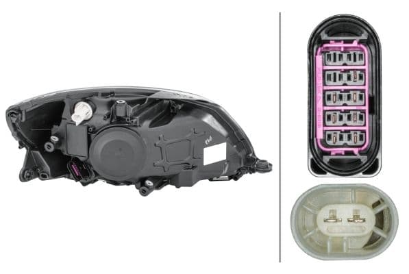 Koplamp Links (H4/PY21W/W5W, elektrisch, met motor, kleur invoegen: verchroomd) past: SKODA FABIA II, ROOMSTER, ROOMSTER PRAKTIK