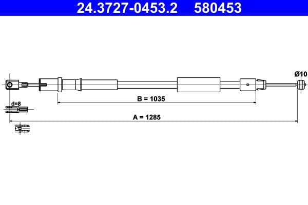 Handremkabel Achter Links (1285mm) past: MERCEDES VIANO (W639), VITO / MIXTO (W639), VITO (W639) 2.1D-3.7 09.03-