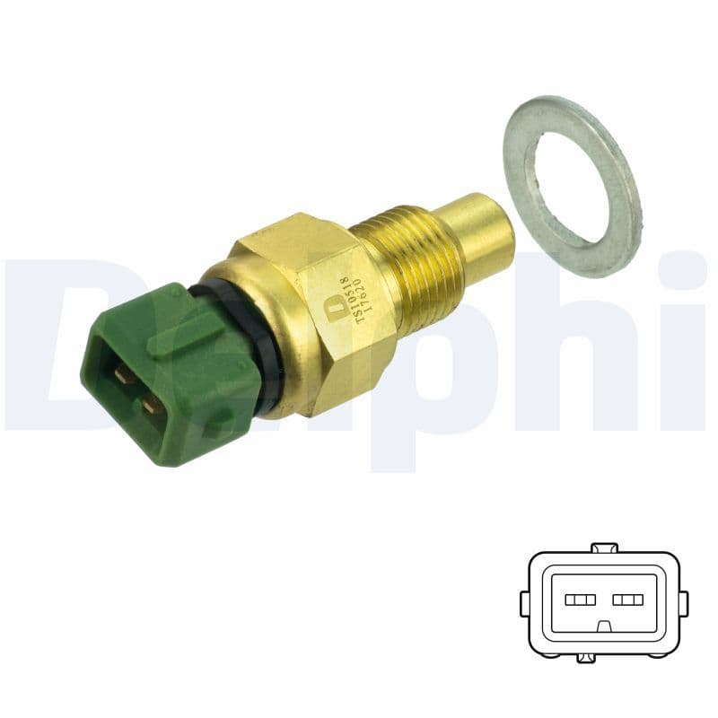 Koelvloeistoftemperatuursensor (aantal pinnen: 2, groen) past: CITROEN BERLINGO, JUMPY I, XSARA  PEUGEOT 206, 306, EXPERT, PARTNER 1.9D 06.96-12.15