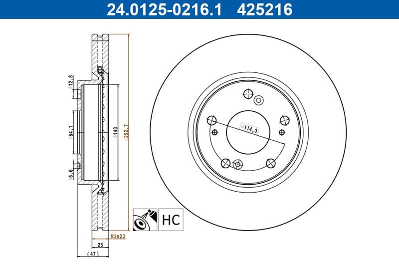 Brake disc Voor Links/Rechts past: HONDA CIVIC IX, CIVIC X 1.4-2.4 02.12-