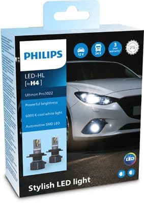 LED gloeilamp (Set 2pcs) H4 12/24V 21W P43T-38 geen goedkeuringscertificaat Ultinon Pro3022 HL 6000K