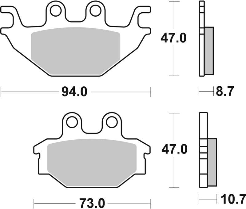 Brake pads Achter/Voor, beoogd gebruik: offroad, materiaal: sinter-SD, 47x94x8,7/10,7mm past: ADLY 320, ATV 300/320 2007-2007