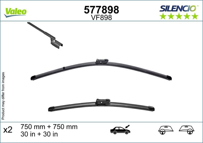 Wisserblad voegloos Voor met spoiler (2pcs) Silencio 750mm past: CUPRA BORN  VW ID.3 11.19-