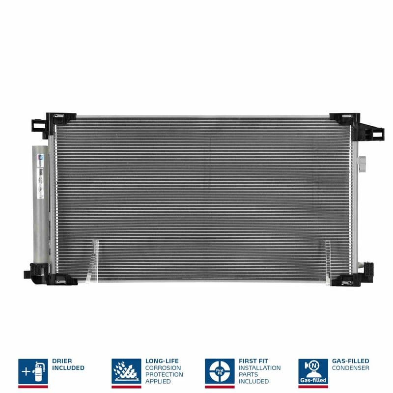 A/C condensator (met droger, (EN) additional fitting elements) past: LEXUS UX  SUZUKI SWACE  TOYOTA C-HR, COROLLA, PRIUS 1.8H/2.0/Electric 09.15-