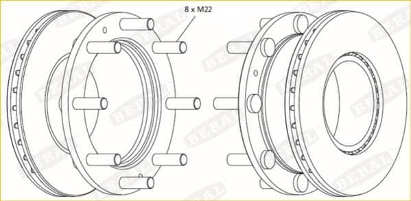 Brake disc achter Links/Rechts (377mmx45mm) past: IVECO EUROCARGO I-III, EUROCARGO IV, EUROCARGO V, EUROFIRE II  SAF SKRS