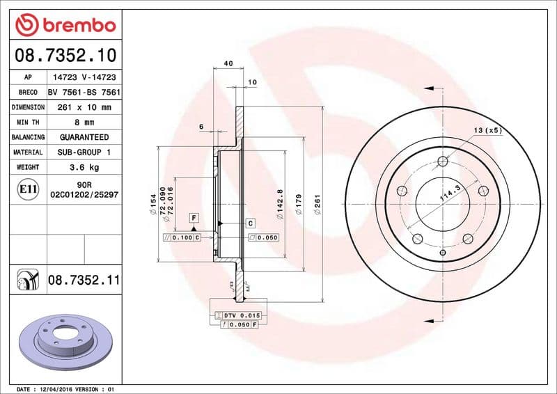 Brake disc Achter Links/Rechts past: FORD USA PROBE II  MAZDA 626 IV, 626 V, MX-6, PREMACY, XEDOS 6 1.6-2.5 08.91-03.05