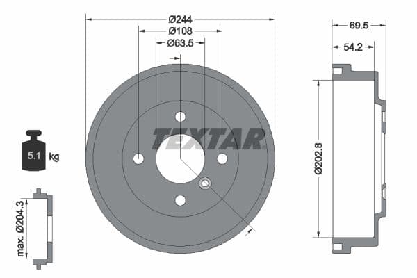 Brake drum Achter past: FORD FIESTA VII 1.0-1.5D 05.17-