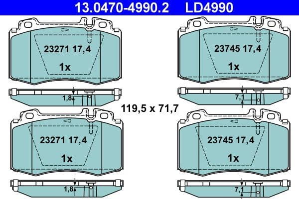 Keramische remblokken Voor , past: MERCEDES C (CL203), C T-MODEL (S203), C (W203), CLK (A209), CLK (C209), CLS (C219), E T-MODEL (S211), E (VF211), E (W211), M (W163), S (W220 1.8-5.0 10.98-01.12