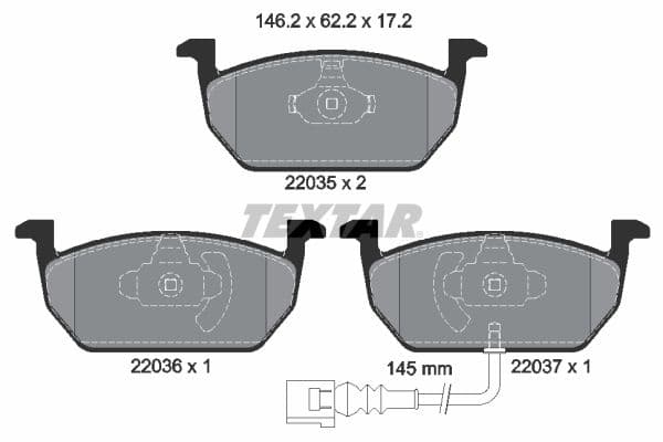 Remblokken set Voor , past: AUDI A3  SEAT LEON, LEON SC, LEON ST  SKODA OCTAVIA III, SCALA  VW GOLF ALLTRACK VII, GOLF SPORTSVAN VII, GOLF VII 1.0-2.0D 08.12-