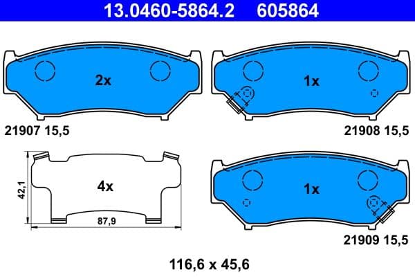 Remblokken set Voor (met een dempingskussen), past: SUZUKI GRAND VITARA I, JIMNY, VITARA 1.5D-2.0D 08.96-