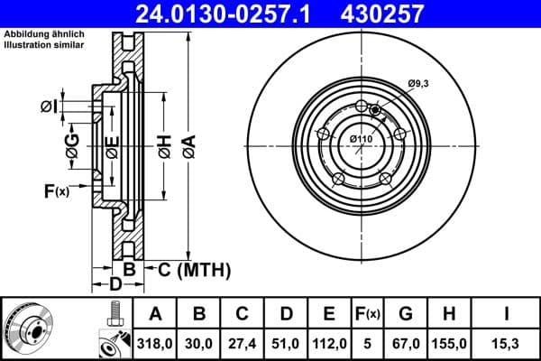 Brake disc Voor Links/Rechts past: MERCEDES A (V177), A (W177), B SPORTS TOURER (W247), CLA (C118), CLA SHOOTING BRAKE (X118), GLA (H247), GLB (X247) 1.3-2.0H 07.18-