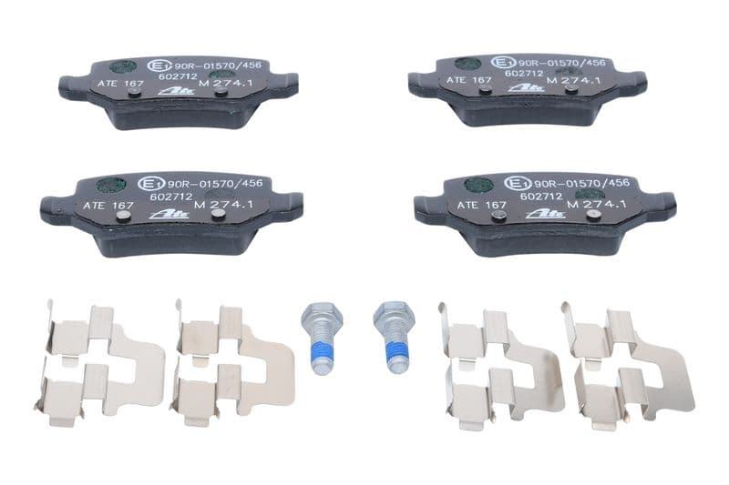 Remblokken set Achter (met extra's  met remklauw geleidingsbouten), past: MERCEDES A (W168), A (W169), B SPORTS TOURER (W245), VANEO (414) 1.4-Electric 07.97-06.12