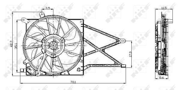 Radiatorventilator (met huisvesting) past: OPEL ASTRA G, ASTRA G CLASSIC, ASTRA H, ZAFIRA A, ZAFIRA B 1.2-2.2D 02.98-04.15