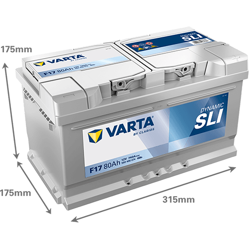 Batterij VARTA 12V 80Ah/740A (EN) Dynamic SLI (R+) 315x175x175 B13 - montageflens 10,5 mm (beginnen)