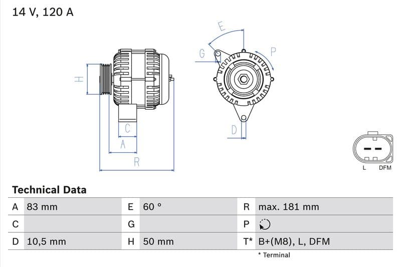 Dynamo (14V, 120A, gereviseerd) past: MERCEDES C (CL203), C T-MODEL (S203), C (W203), CLK (A209), CLK (C209), M (W163), SLK (R170)  CHRYSLER CROSSFIRE 2.6/3.2/3.7 02.98-03.10