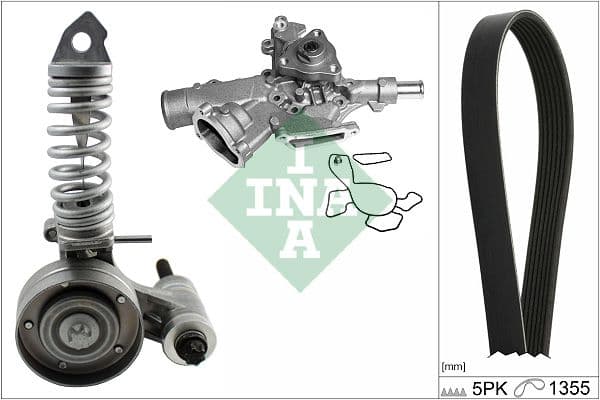 Multi-V-Snaar kit (rollen en waterpomp) past: OPEL AGILA A, ASTRA G, ASTRA G CLASSIC, ASTRA H, ASTRA H GTC, COMBO, CORSA B, CORSA C, CORSA D, MERIVA A  SUZUKI WAGON R 1.0-1.4LPG 11.96-