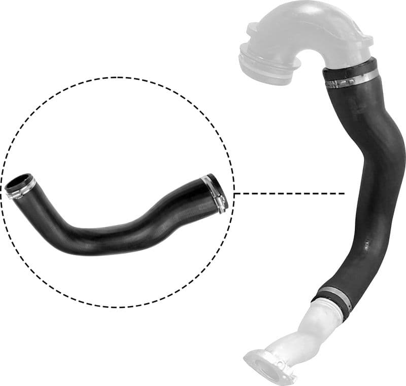 Intercooler slang Rechts (diameter 51/68mm, lengte 490mm, zwart) past: CHEVROLET MALIBU  OPEL INSIGNIA A, INSIGNIA A COUNTRY  SAAB 9-5 2.0D 07.08-