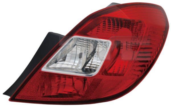 Achterlicht Links (kleur indicator wit, kleur van het glas red) past: OPEL CORSA D Hatchback 5D 07.06-08.11