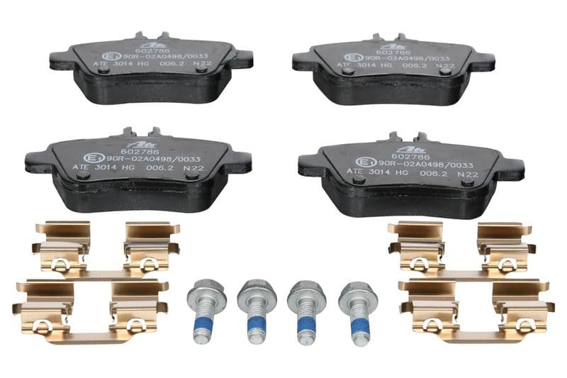 Remblokken set Achter (met extra's  met remklauw geleidingsbouten), past: MERCEDES A (W176), B SPORTS TOURER (W245), B SPORTS TOURER (W246, W242), CLA (C117) 1.5D-Electric 01.10-