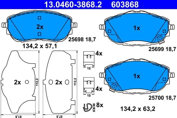 Remblokken set Voor , past: TOYOTA AURIS, COROLLA 1.2-1.8H 10.12-08.19